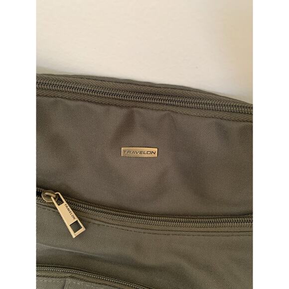 Travelon Anti-Theft Lined Crossbody Round Hobo Shoulder Bag Olive Green - Picture 3 of 9